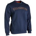 Navy blue sweatshirt with 'WINCHESTER' text on a white background