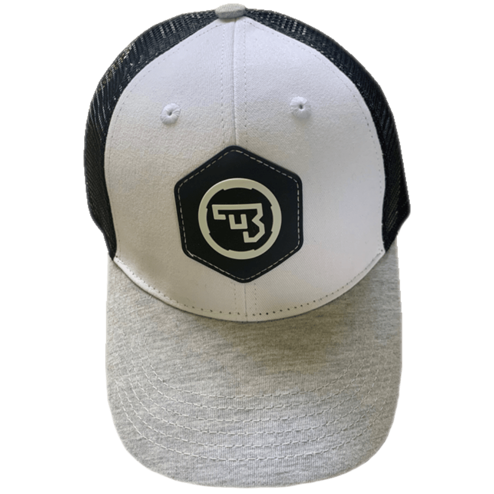 CZ white branded snapback cap front view with embroidered logo
