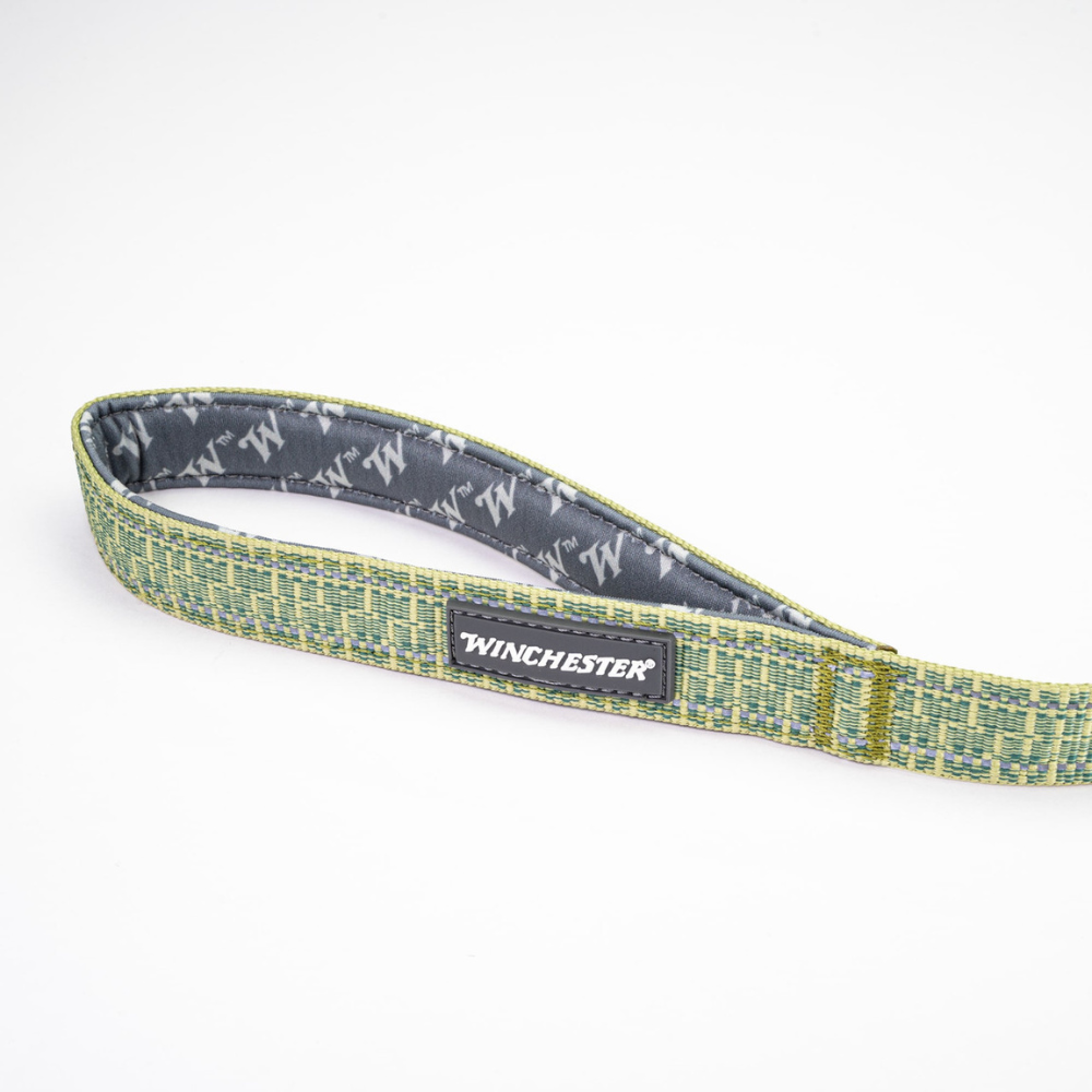 Dog leash with Winchester logo on a white background