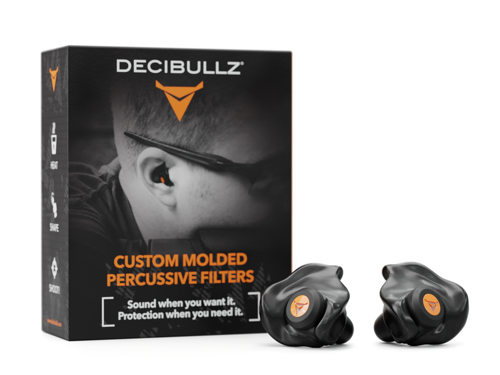 Decibullz percussive earplugs fitted in ear