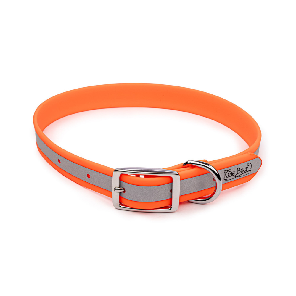King Buck waterproof soft touch reflective dog collar front view