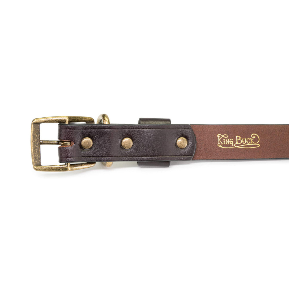 King Buck leather collar tan colour showing stitching detail