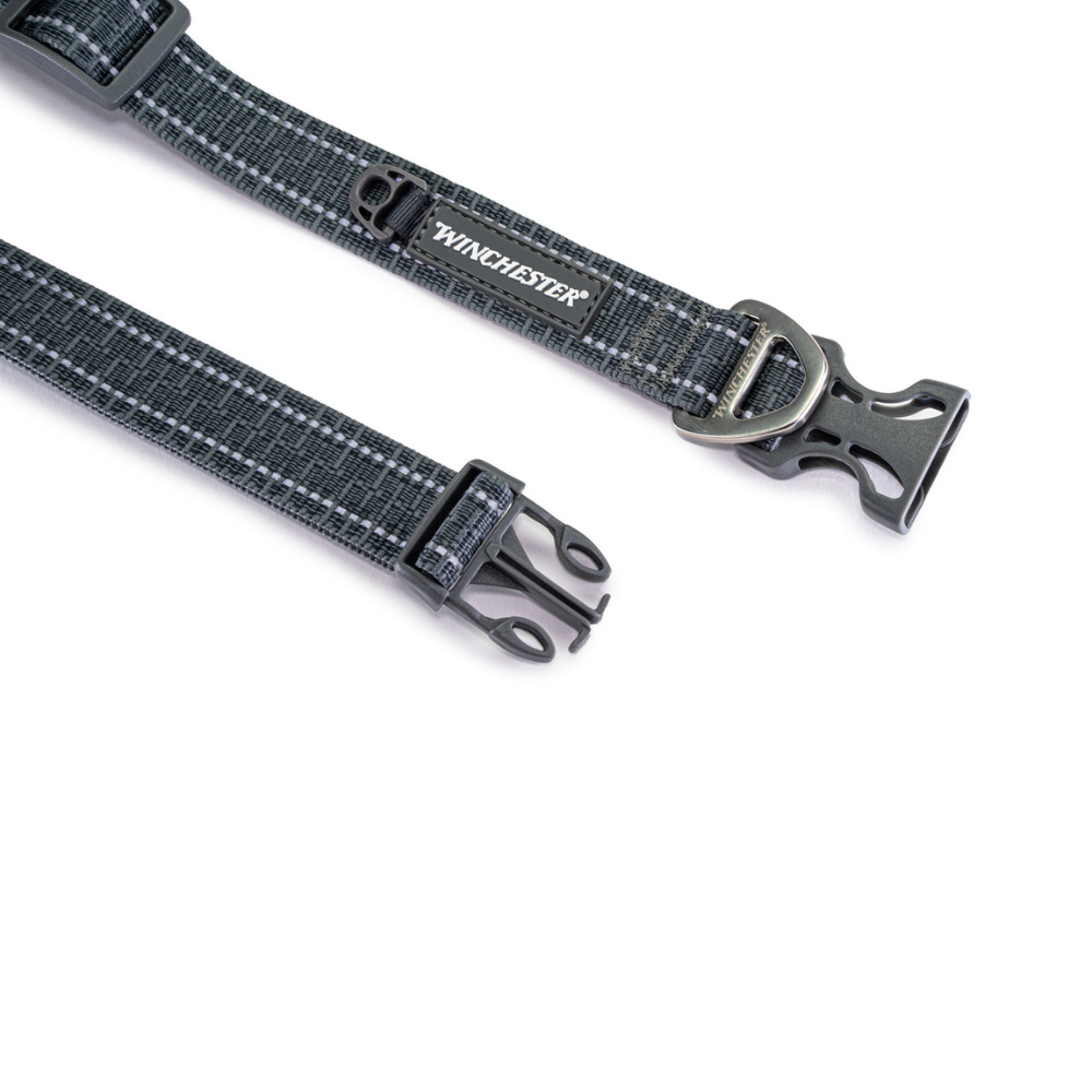 Two gun belts with Winchester branding on a white background
