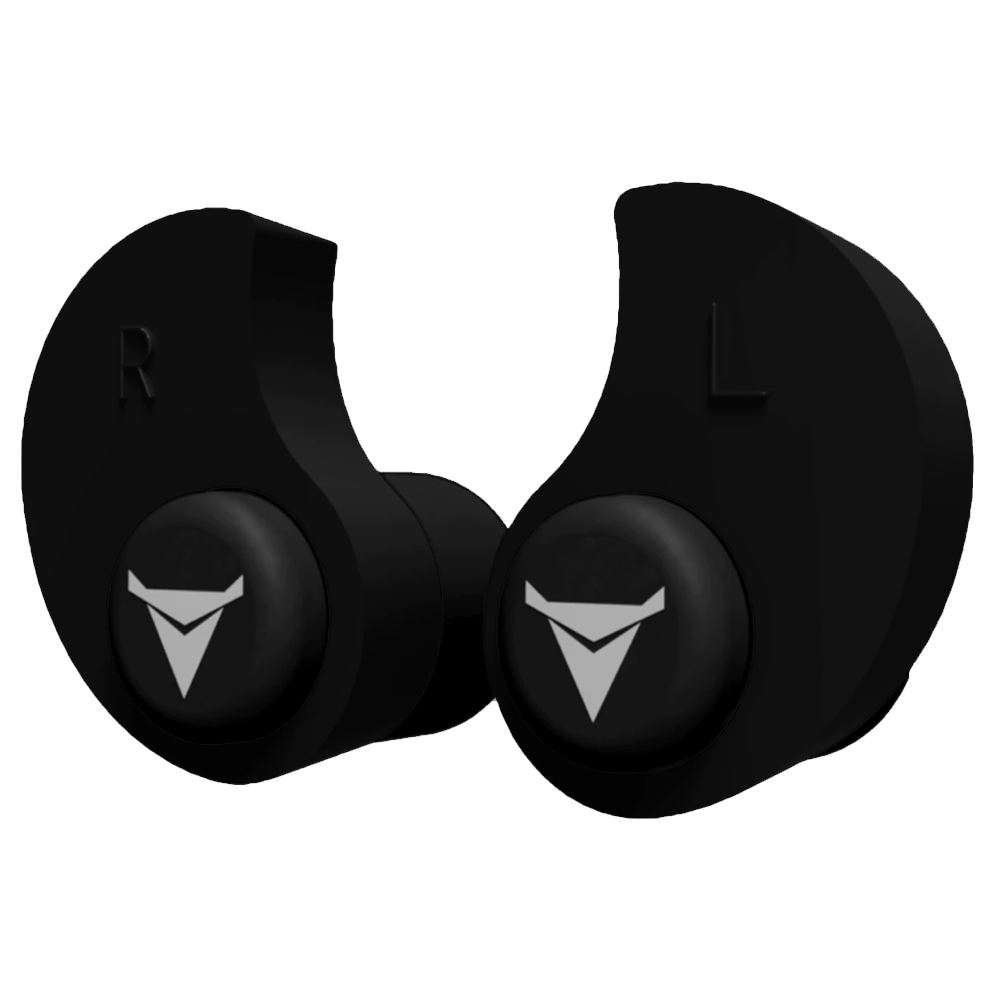Decibullz custom molded earplugs in case front view