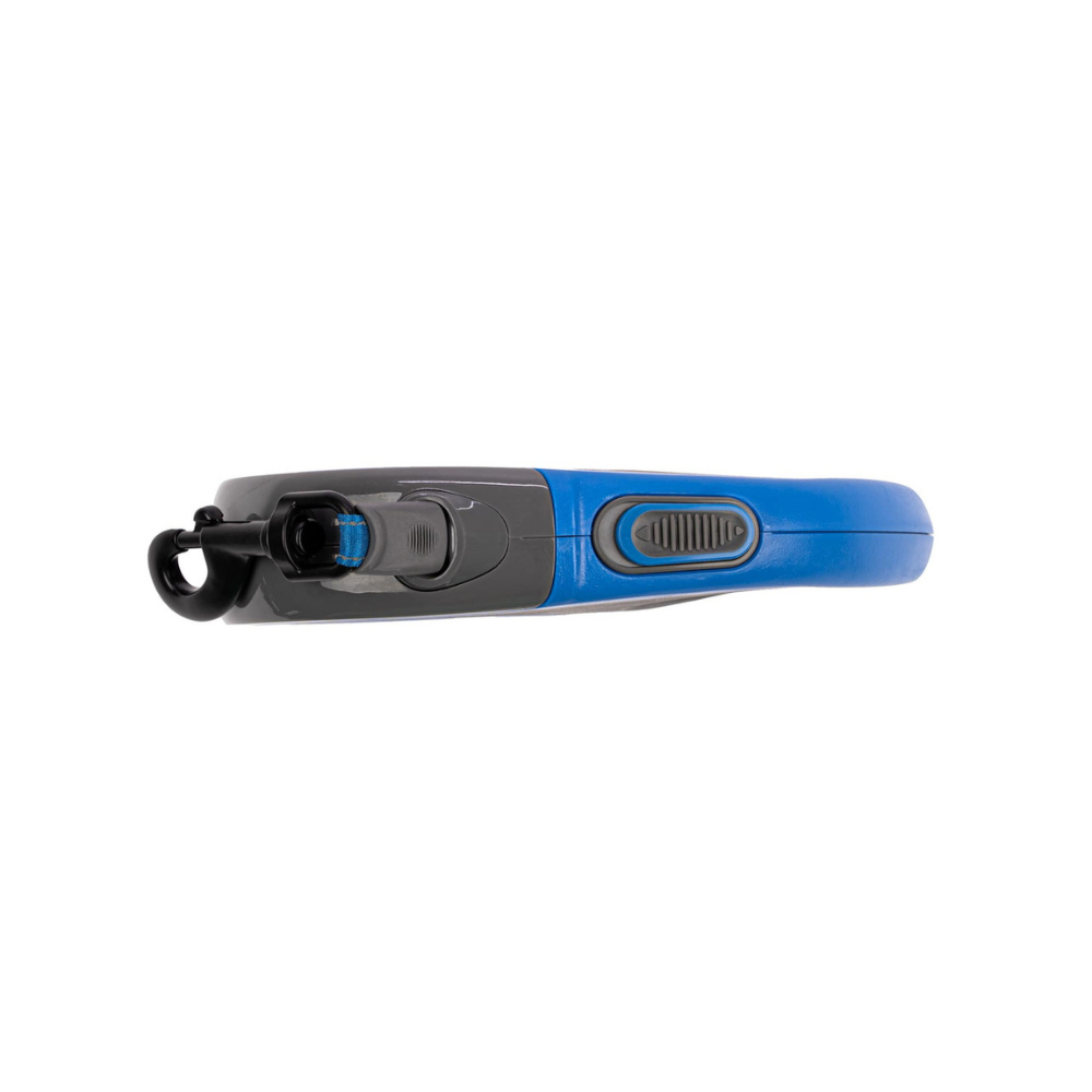 Blue and black tool on a white background