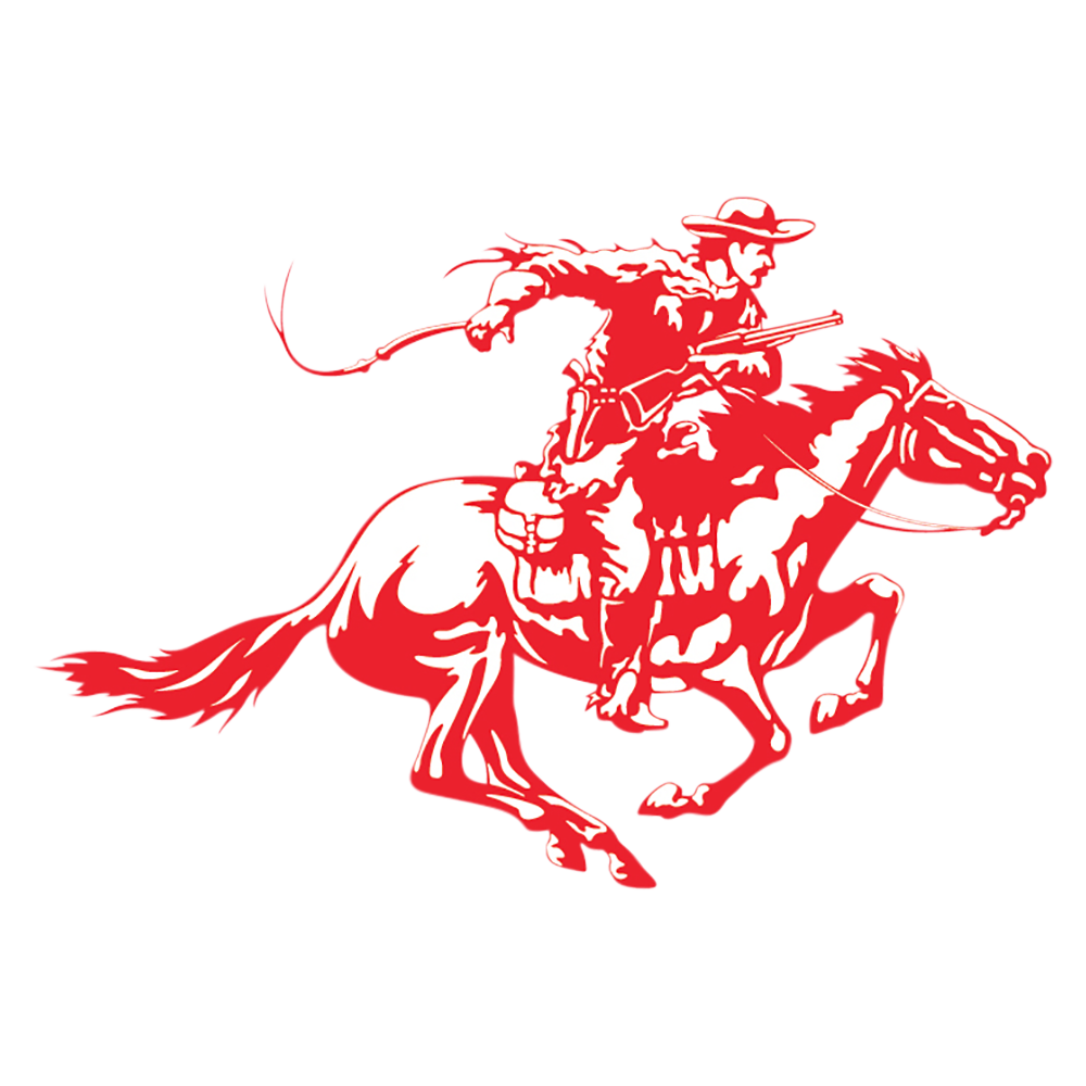 Winchester horse and rider vinyl decal sticker front view