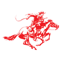 Winchester horse and rider vinyl decal sticker front view