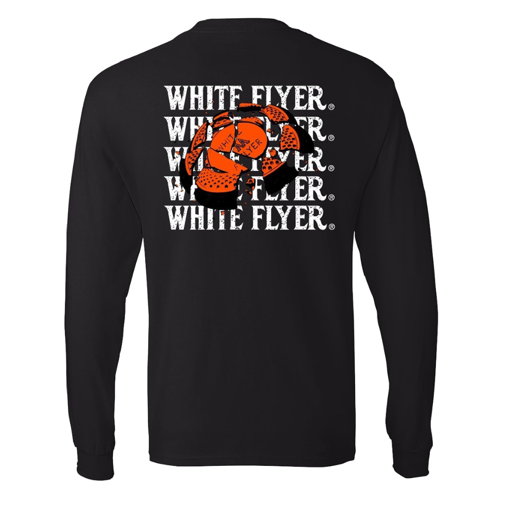 White Flyer branded long sleeve shirt back view