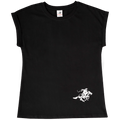WinchestHer women's black t-shirt front view with logo