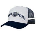 White Flyer navy country trucker cap front view with embroidery