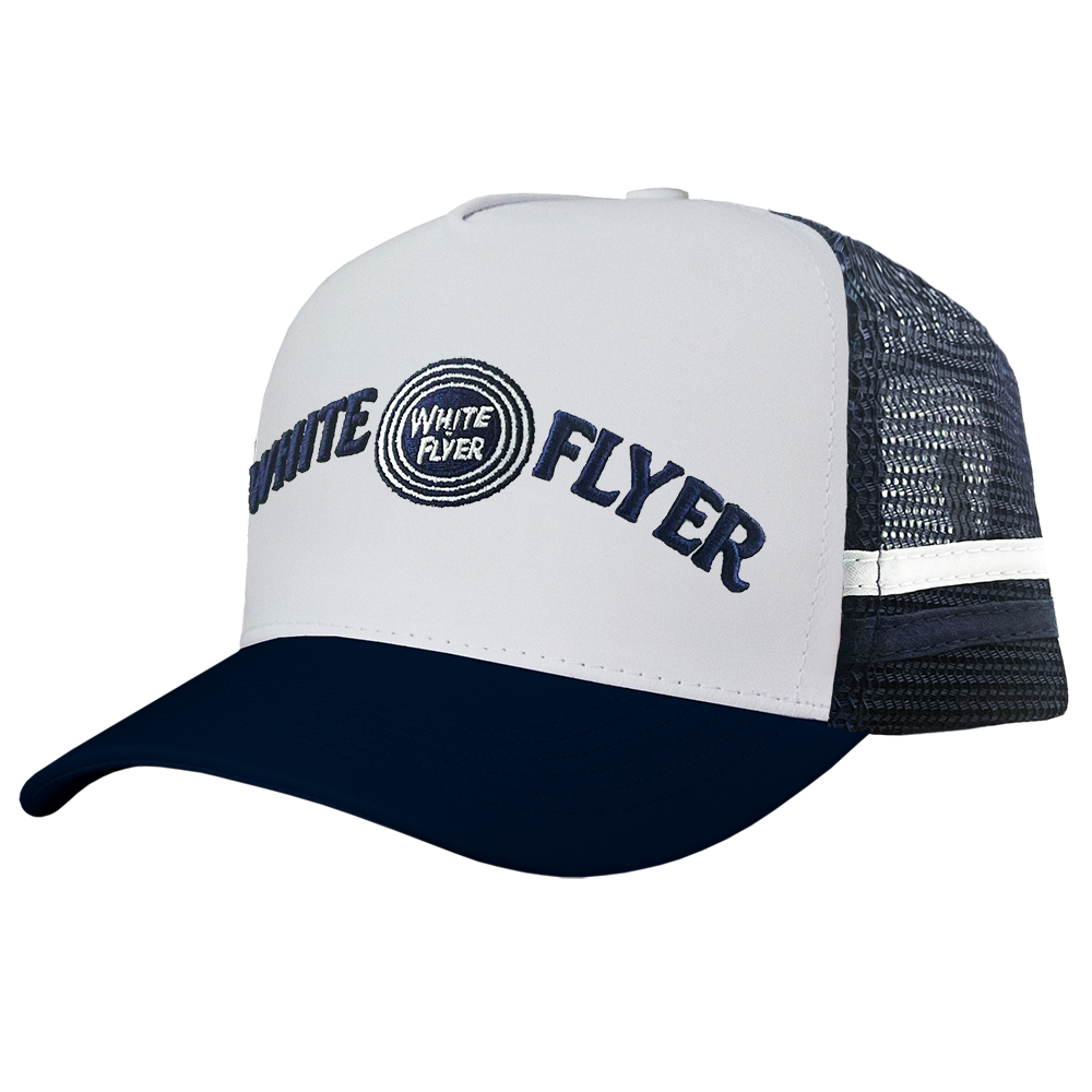 White Flyer Navy Blue Country Trucker Cap
