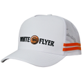 White Flyer white and orange country trucker cap front view